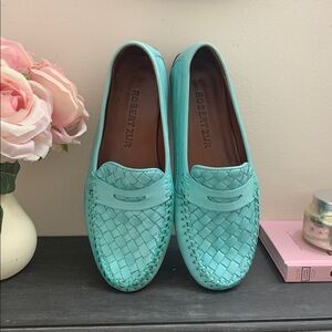 Robert Zur Petra Aqua Woven Leather Loafers Drivers